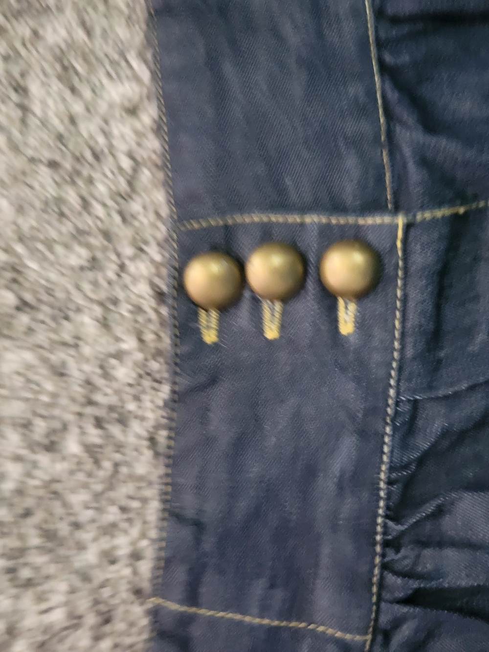 High-Waist Dark Denim Button-Front Skirt - Navy - Picture 11 of 15